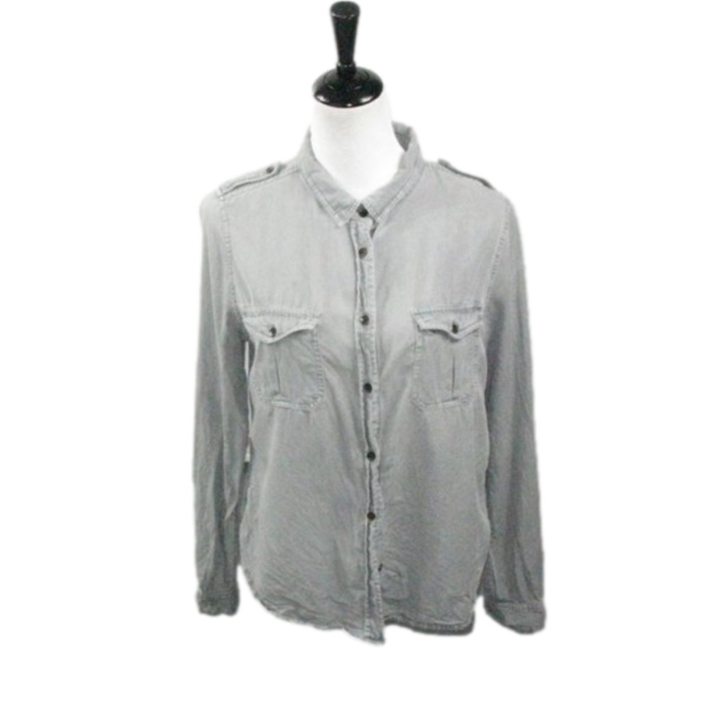 Universal Thread Gray Button Front Blouse Size Small